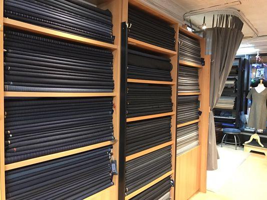 Fabrics from Loro Piana, Dormeuil, Holland and Sherry, Scabal, and more.