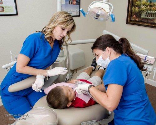 Sonya and Bianca working with one of our favorite patients!