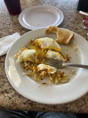 Half eaten to see the yolk spread on the cowboy over medium