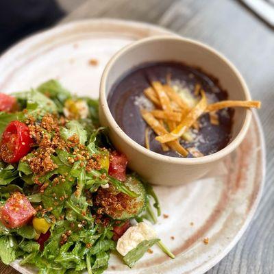 Watermelon salad & black bean soup combo