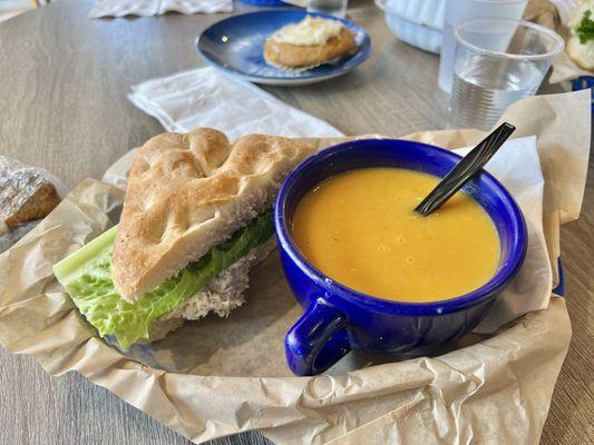 Soup and sandwich combo (The Yardbird and butternut squash soup)