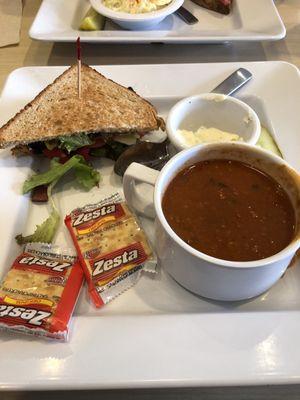 Veggie sandwich & veggie chili.