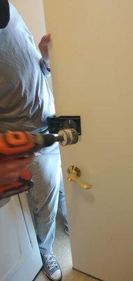 Fresh installation of a deadbolt