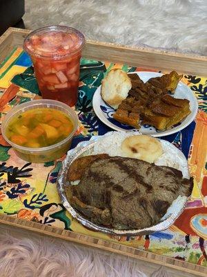 Carne Asada lunch Lunch Especial Carne Asada Chicharron Salpicon