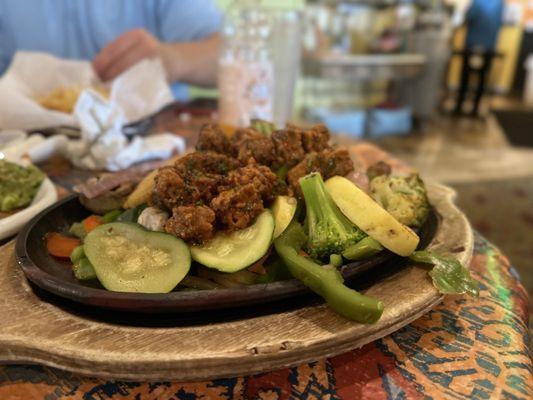 Vegetable Fajitas + Plant-Based "Meat"