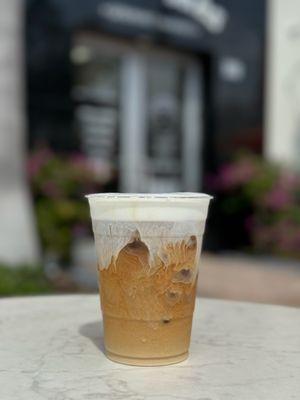 Iced coffee with cold foam