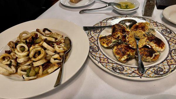 Grilled Calamari and Baked Clams