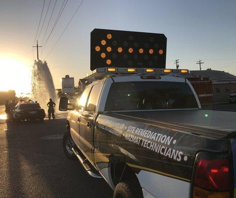 Accident in Reedley, ca. Michaels Environmental respond to assist with the clean up