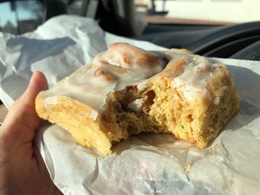 Cinnamon roll, showing the insides