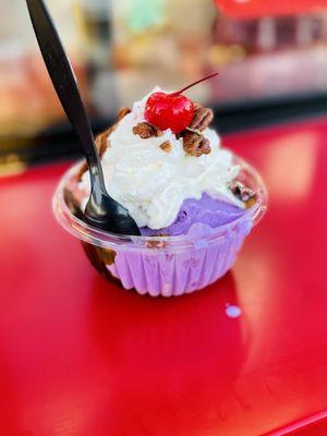 Turtle Sundae with Ube and cookie dough