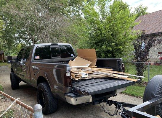 Needed a little extra room after filling the trailer. Contact us today for removal of your remodeling project debris.