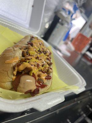 The famous pitoloco hotdog