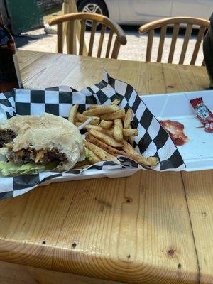 Cheeseburger and fries