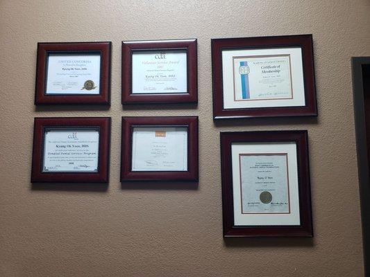 All of these credentials and certificates proves to me that my doctor is qualified and knows what she is doing.