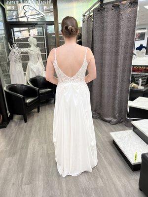 My wedding dress while bustled! Svetlana made it look like a pretty bow/rose.