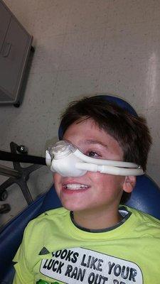 Laughing gas helps any anxiety you may have.