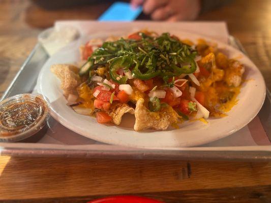 Nachos on pork rinds