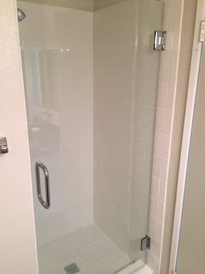 3/8 frameless shower door w/ chrome hardware