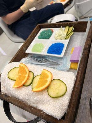 Cucumber pedicure essentials