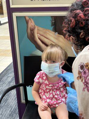 My 2 year old getting her ears pierced for first time