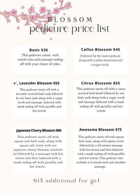 Pedicures and prices