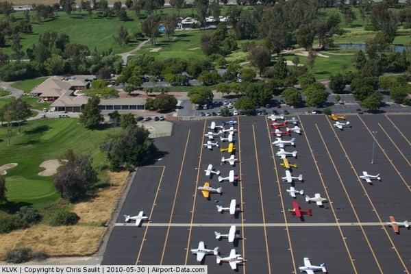 General Aviation parking area next door to the Las Positas Golf Course and Beep's Sports Bar & Grill.