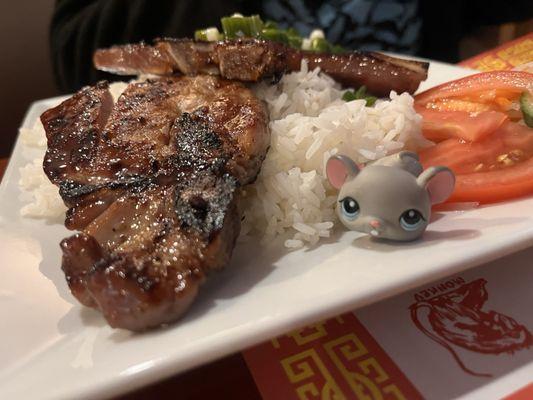 Grilled pork w rice. Tasty and yummy