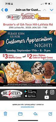 Customer appreciation night at Toco  Hills location