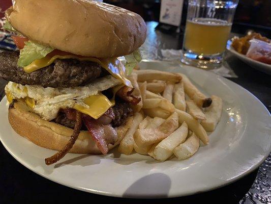 White Horse Burger.  Added bacon, a second patty, and a fried egg.