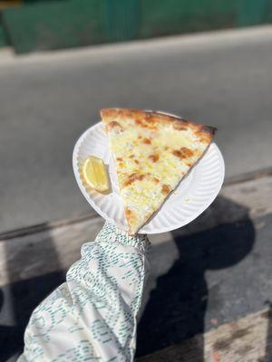 White slice with lemon zest