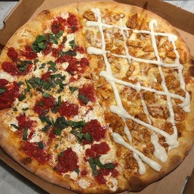 Half Margherita Half Buffalo Chicken