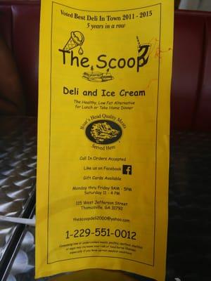 It's actually called "The Scoop" - their menu.