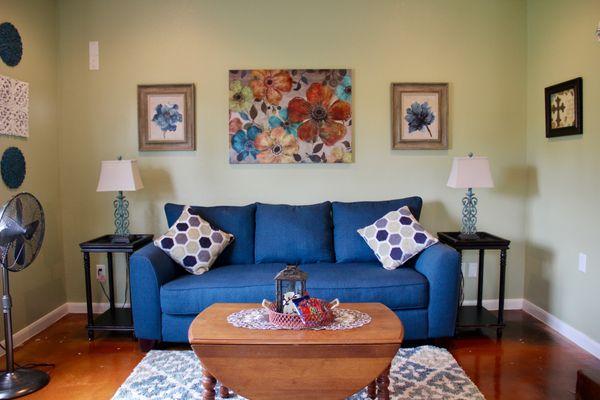 Blue couch or sleeper sofa?  Your call!