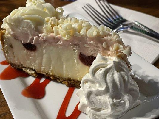 Strawberry cheesecake for dessert, quite tasty