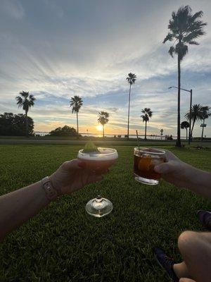 The McQueen and an Old Fashioned at sunset