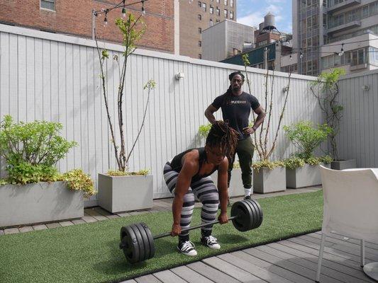 Training on the roof deck