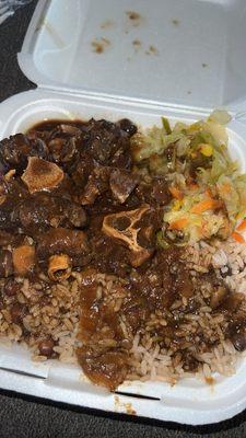 Oxtail Rice And Peas Steam Cabbage