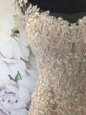 Beaded wedding dress at Sophia's Bridal and Tux in Fishers, Indiana.