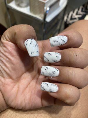 Marble full set acrylics, done by the owner!