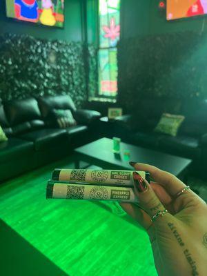 Pre roll, couches, chill vibe off Broadway