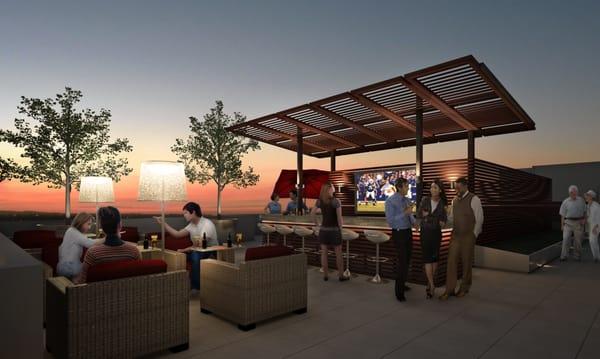 Rendering of the Skybar at Axis; a mixed-use development in downtown Indianapolis