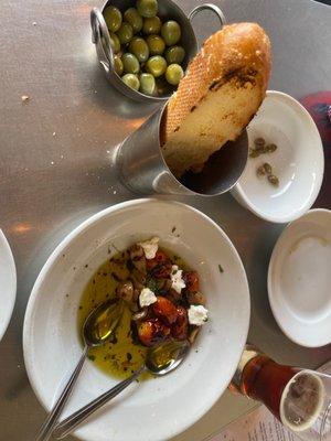 Tuscan Toast and Castelvetrano Olives.