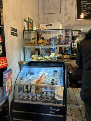 Fresh pastries, yoghurt and canned/ bottled drinks