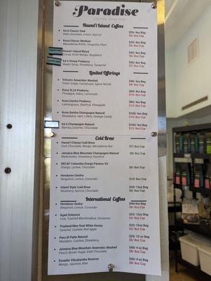 Menu as of 7/30/24