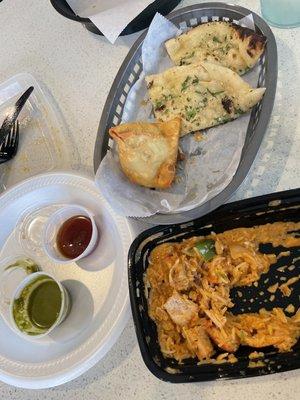 Naan samosas & chicken tikka masala