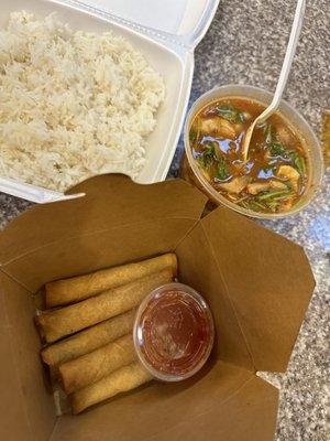 Chicken Lumpia + Tom Yum Goong w/Steamed Rice