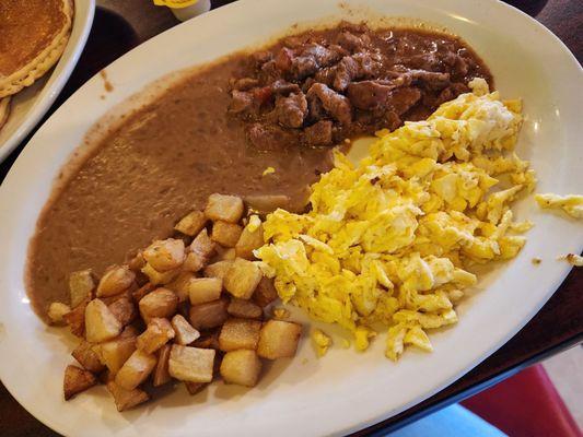 Breanna, potatoes,  eggs, Carne guisada