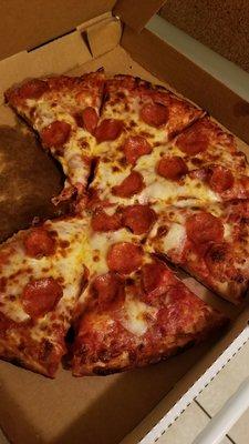 Large Pepperoni and Ham pizza! Delicious!