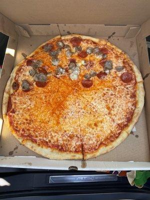 XL Cheese Pizza with Pepperoni and Sausage