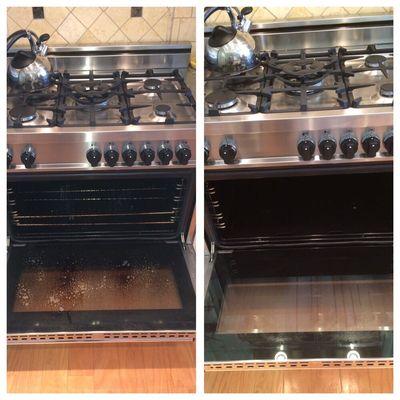 Before and After of a customer's oven. We are experts in cleaning ovens so they are like new again.